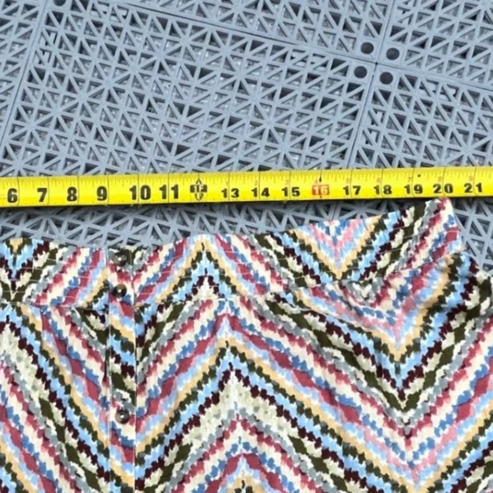 Sonoma Tiered Midi‎ Skirt Womens 2X Multi Color Chevron Zig Zag Rayon Boho